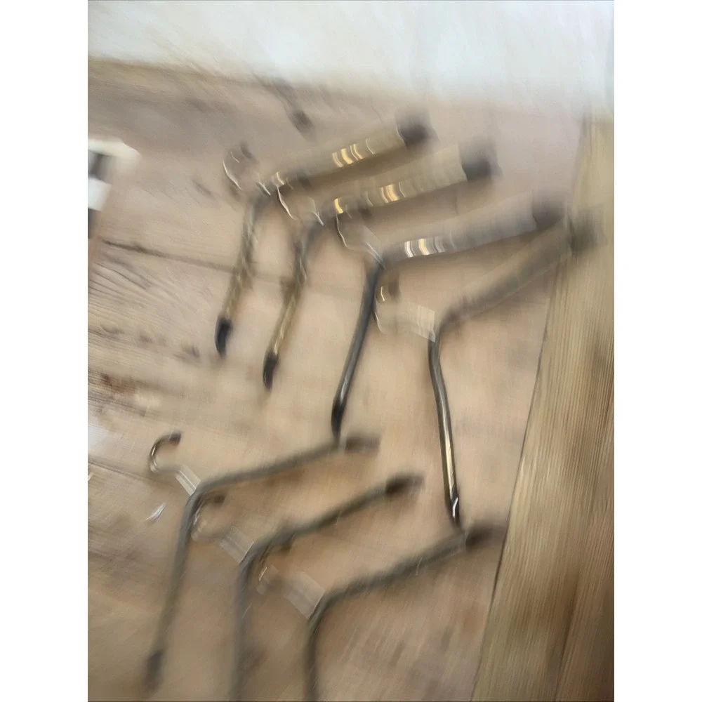 Vintage Metal Tubular Clothes Hangers Black Rubber Tips Mid Century Set of 7 MCM